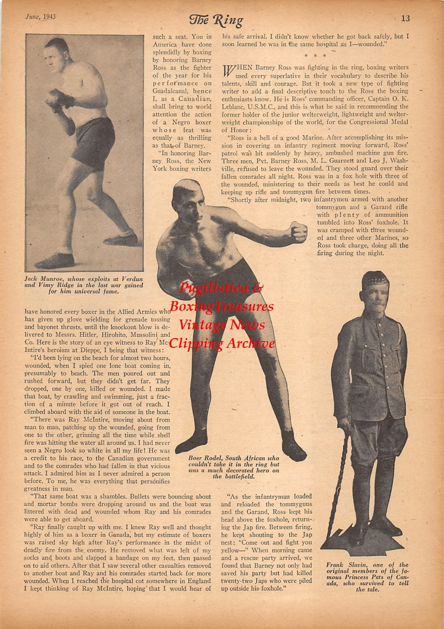 Boxing News Clipping #2349 - Jack Munroe, Boer Rodel, Frank Slavin, Ray McIntire