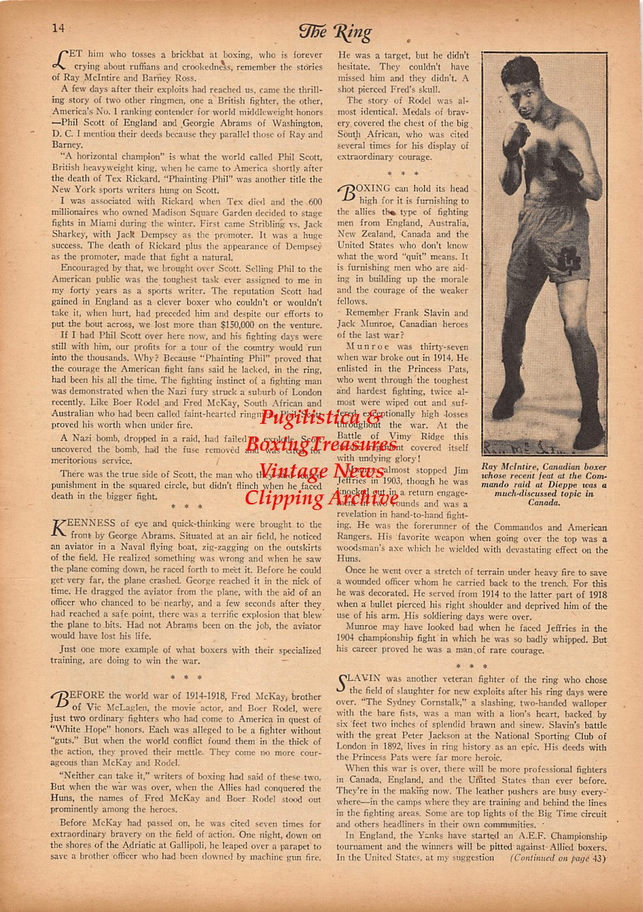 Boxing News Clipping #2349 - Jack Munroe, Boer Rodel, Frank Slavin, Ray McIntire