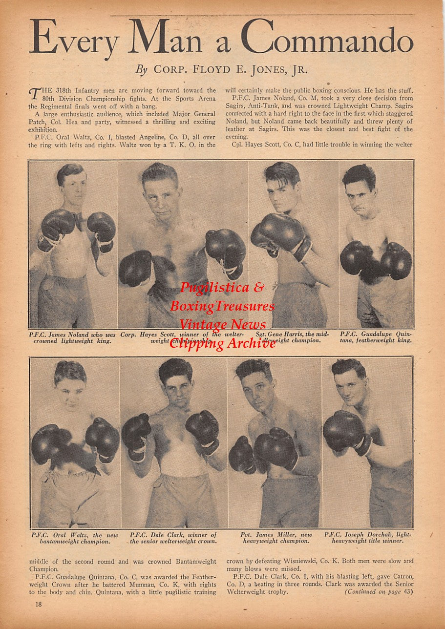 Boxing News Clipping #2351 - James Noland, Hayes Scott, Gene Harris, Guadalupe Quintana, Oral Waltz, Dale Clark, James Miller, Joseph Dorchak, Tony Costa, Al Costa, Freddie Flores