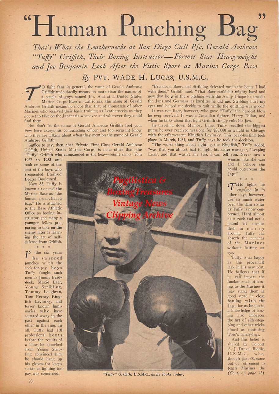 Boxing News Clipping #2355 - Tuffy Griffith, Clarence Bender, Howard Dorsey