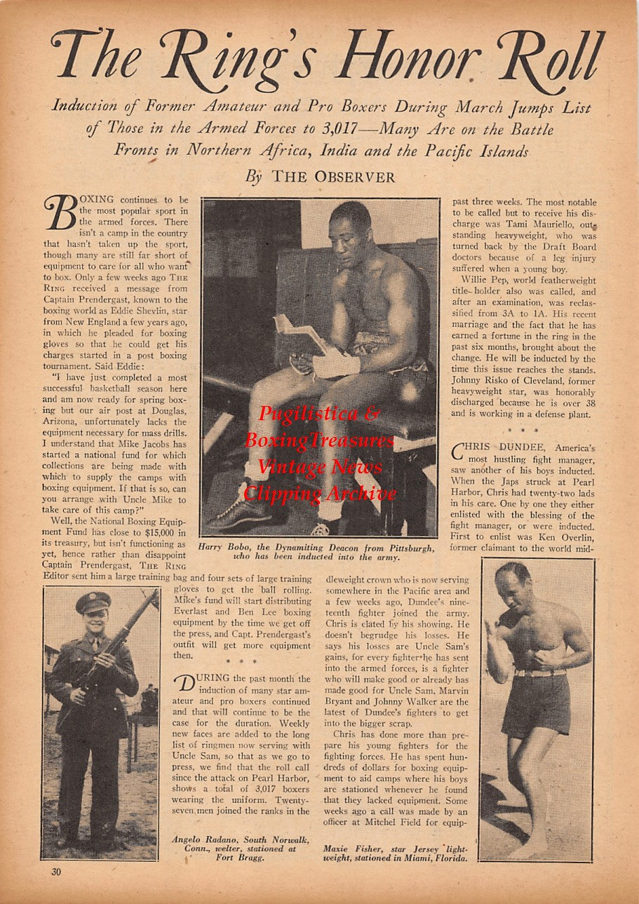Boxing News Clipping #2356 - Harry Bobo, Angelo Radano, Maxie Fisher
