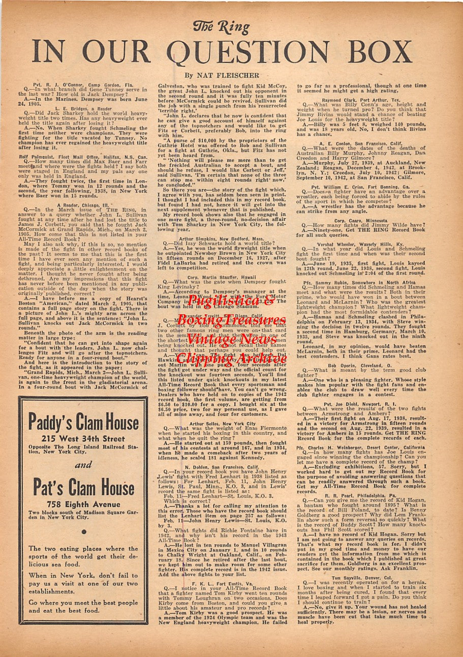 Boxing News Clipping #2356 - Harry Bobo, Angelo Radano, Maxie Fisher