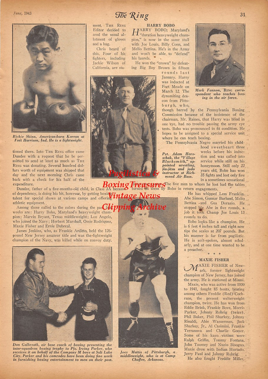Boxing News Clipping #2357 - Richie Shinn, Adam Horoschak, Mark Fannon, Joey Mattis, Don Galbreath, Irving Parker, Marvin Bryant, Sammy Adragna