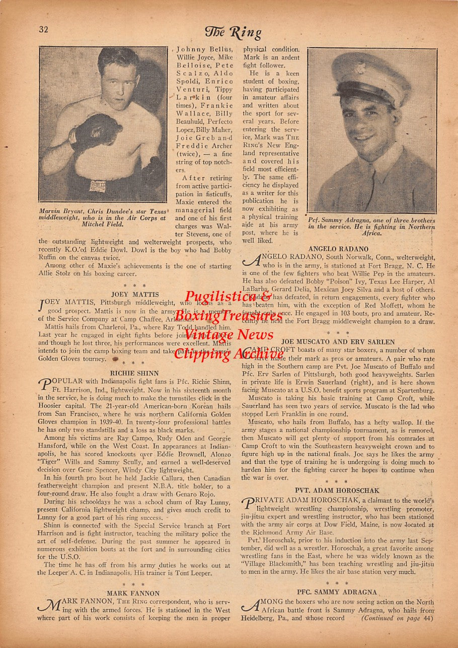 Boxing News Clipping #2357 - Richie Shinn, Adam Horoschak, Mark Fannon, Joey Mattis, Don Galbreath, Irving Parker, Marvin Bryant, Sammy Adragna