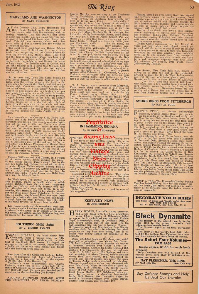 Boxing News Clipping #236 - Fight results from Great Britain, Nevada, South Carolina, Maryland, Washington D.C., Ohio, Indiana, Kentucky and Pittsburgh