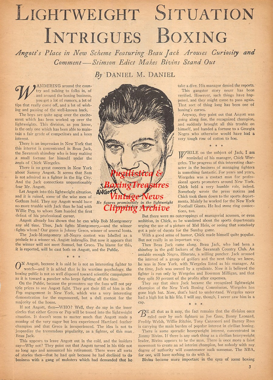 Boxing News Clipping #2363 - Sammy Angott, Jimmy Bivins