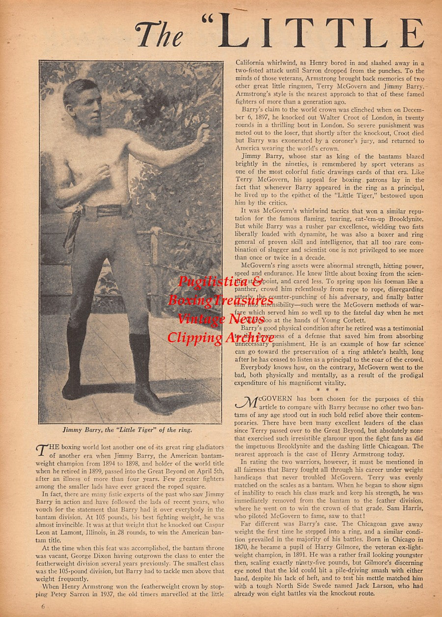 Boxing News Clipping #2364 - Johnny Greco, Jimmy Barry