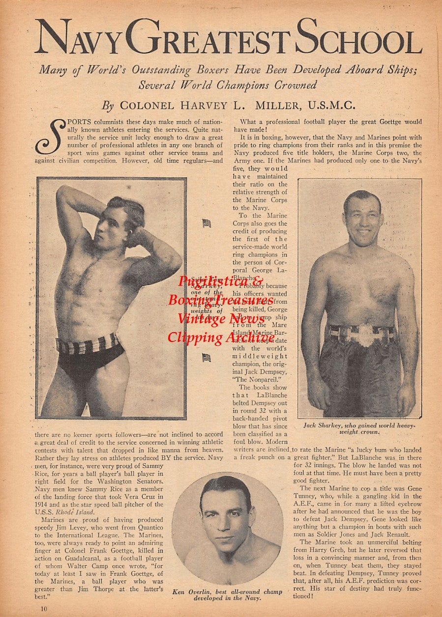 Boxing News Clipping #2366 - Tom Sharkey, Jack Sharkey, Ken Overlin, Jack Chase