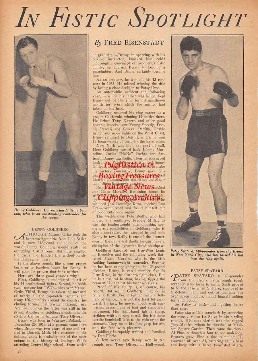Boxing News Clipping #2369 - Benny Goldberg, Patsy Spataro, 317th Infrantry Boxing Team, James Waddell, Samuel Baiocchi, William Suhayda, Albert Perna, John Gillis and many others