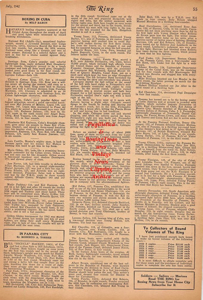 Boxing News Clipping #237 - Fight results from Cuba, Panama City. Boxing Managers Directory
