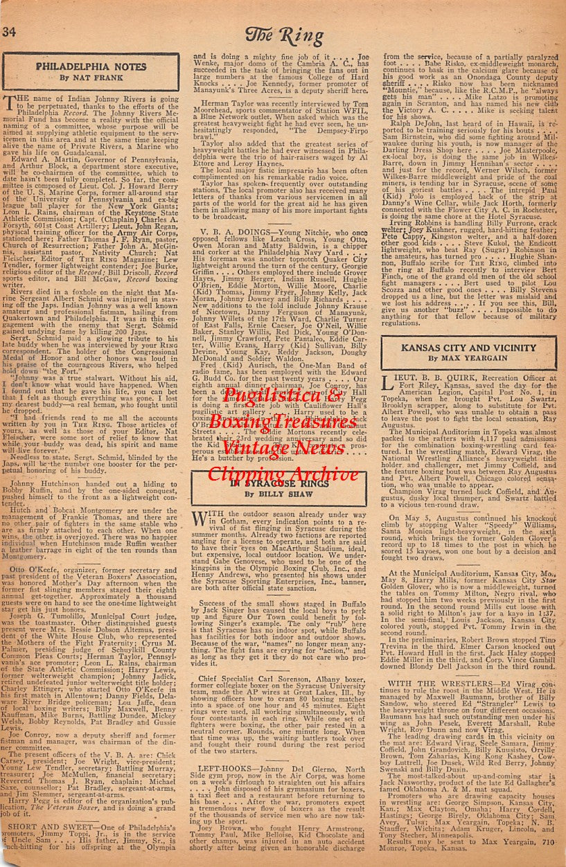 Boxing News Clipping #2376 - Benjamin Field Military Team, Johnny Holdridge, Leon Andrews, Mike Afendolous, Neil Abernathy, Larry Stoelker, James Donofrio, Robert Bowels, Jason Ogilvie