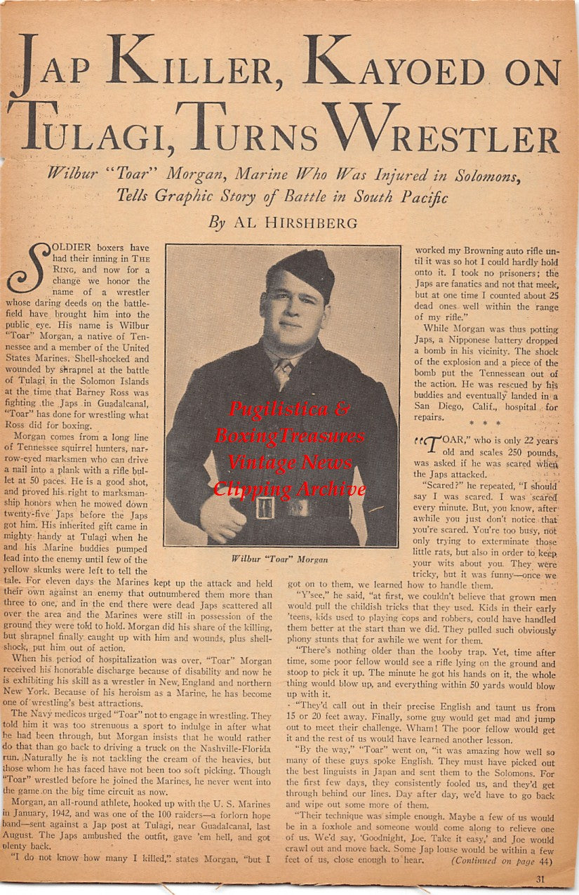 Boxing News Clipping #2378 - Army Air Forces Military Boxing, Ninacar Reyes, Curtiss Barkley, Eddie Chevreaux, Billy Milbrand, Ralph Andrews, Frank Jaros, Bill Thorsen, Hans Thomas, Irv Slobodkin, Billy Weeks, Dick Jelenik, Lou Buatte, Toar Morgan