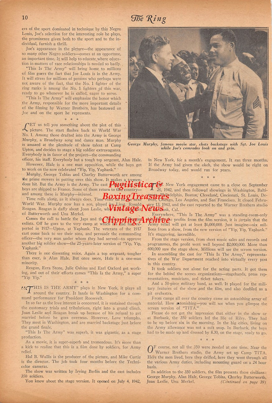 Boxing News Clipping #2386 - Joe Louis in "This Is The Army"