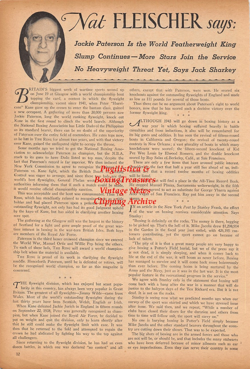 Boxing News Clipping #2387 - WWII Camp Pickett, Ted Stefanovich, Tom McCauley, Albert Cocozza, James Cardillo, Pasquale Vendrillo, Al Thornton, Steven Vaccarello, Vito Moretti, Francicso Valero, Murray Brandt, Ferdinand DeChristoforo and more