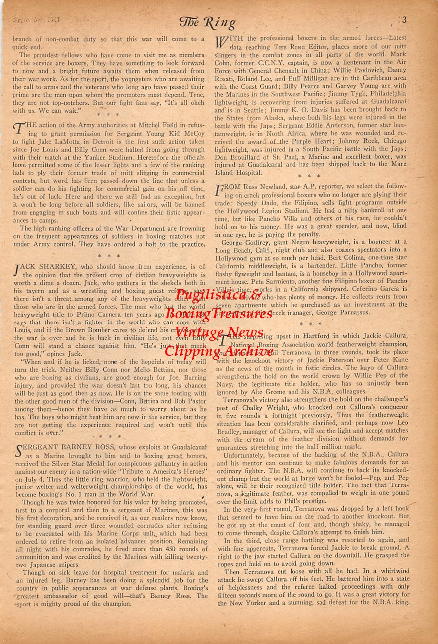 Boxing News Clipping #2388 - Maine Boxers In The Military, Bobby Howe, Charley Babcock, Carl McFadden, Hoofer Young