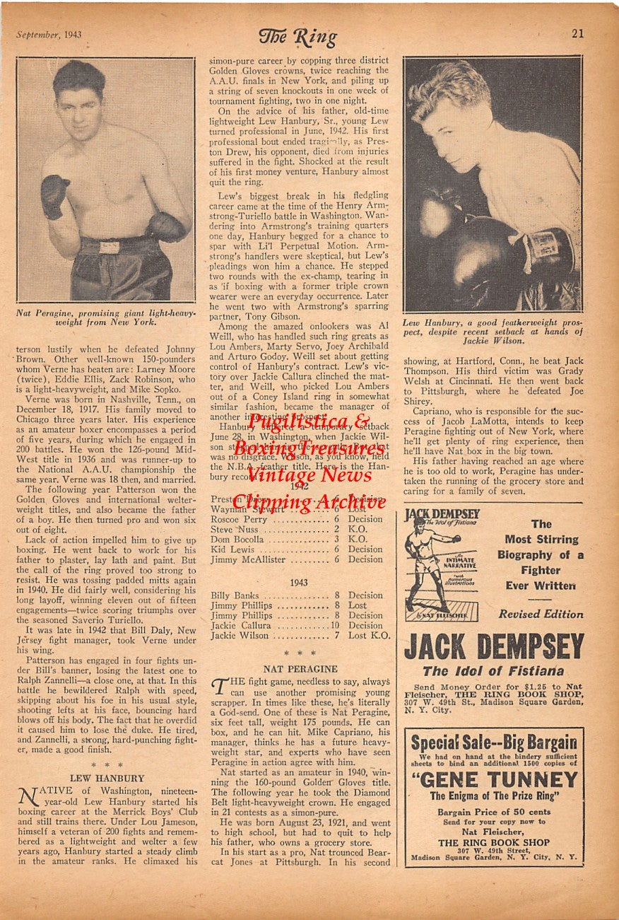 Boxing News Clipping #2392 - WWII Military Boxers, Steve Sabatino, Earl Lohman, Frank Missella, Pete Martin, Nat Peragine, Lew Hanbury