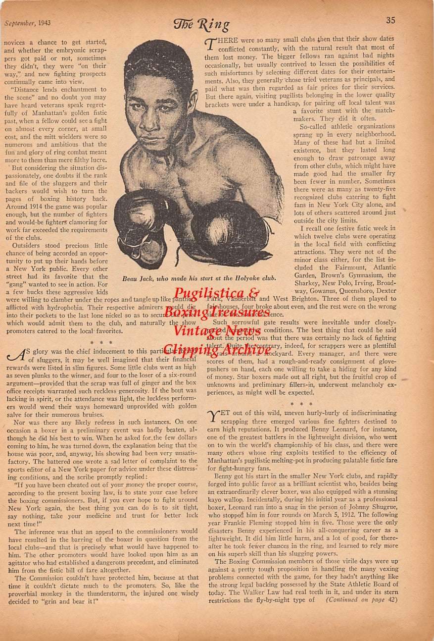 Boxing News Clipping #2394 - Beau Jack, Camp Chaffee WWII Boxing, Chief Logsden, Jim Taibi, Dave Young, Leonard Faught, Frank Incantalupi, Jesse Nichols, Lee Foreman, Curtis Smith, George Murray, Alex Frank, Ralph Cosentino, Sid Schwartz, Ernie Bohn