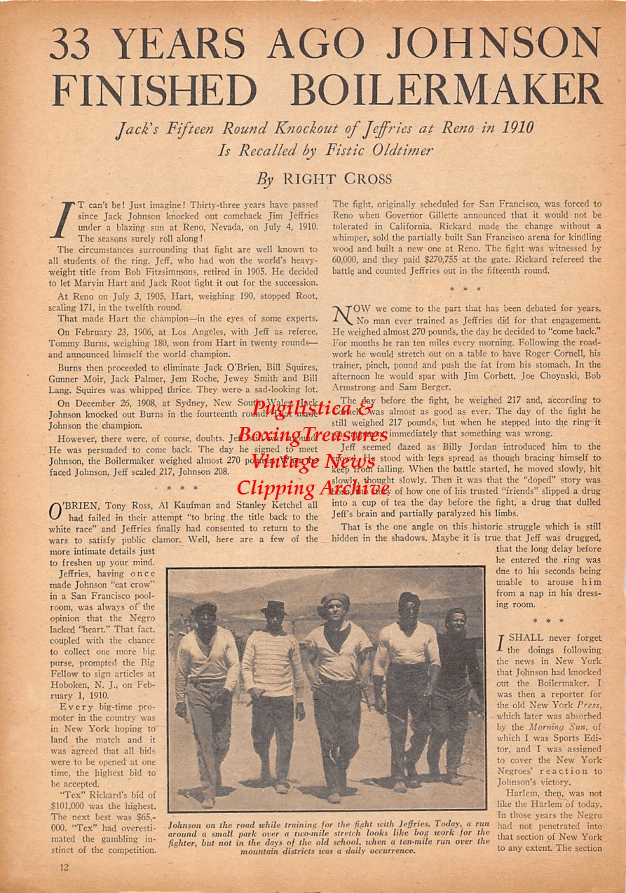 Boxing News Clipping #2404 - Garvey Young, Jack Johnson