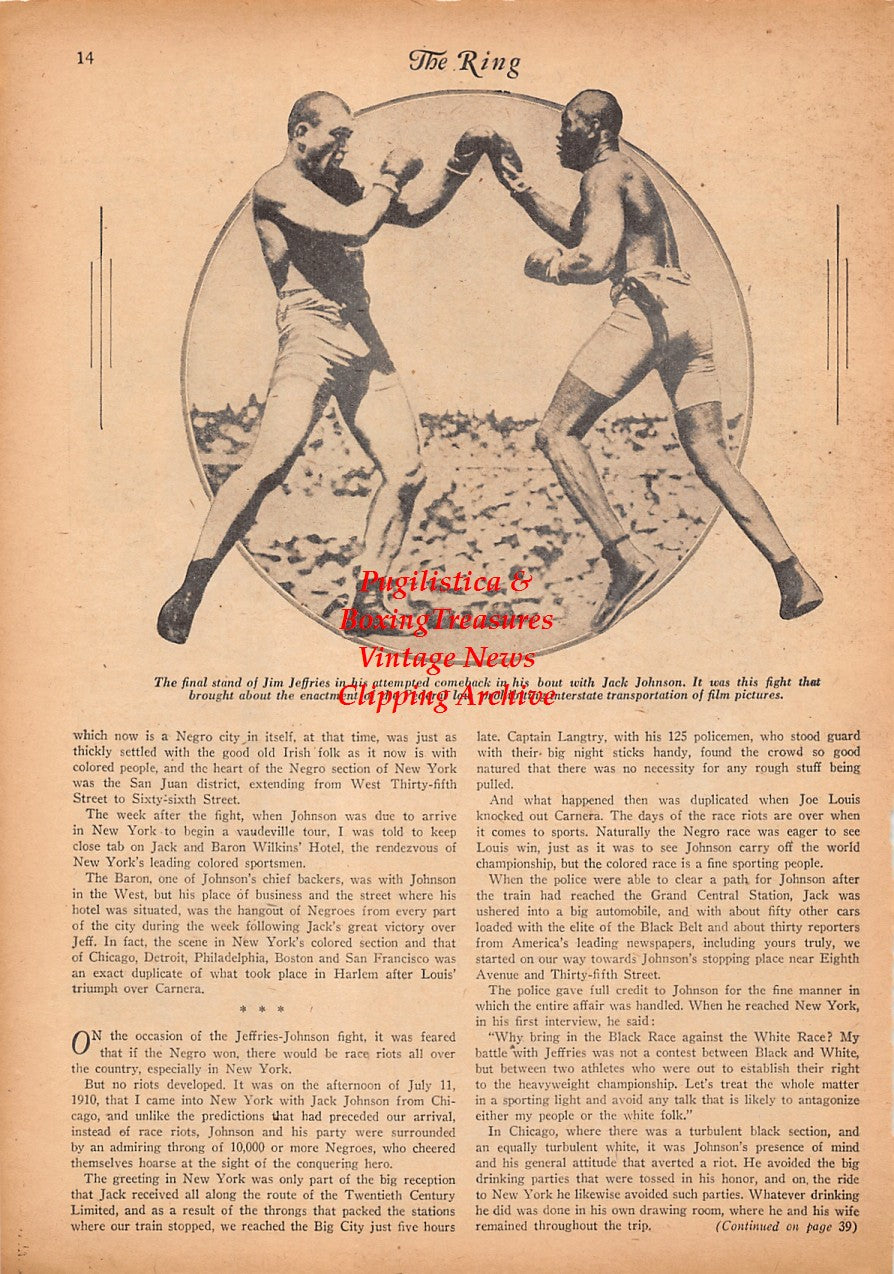 Boxing News Clipping #2405 - Jack Johnson vs. James J. Jeffries