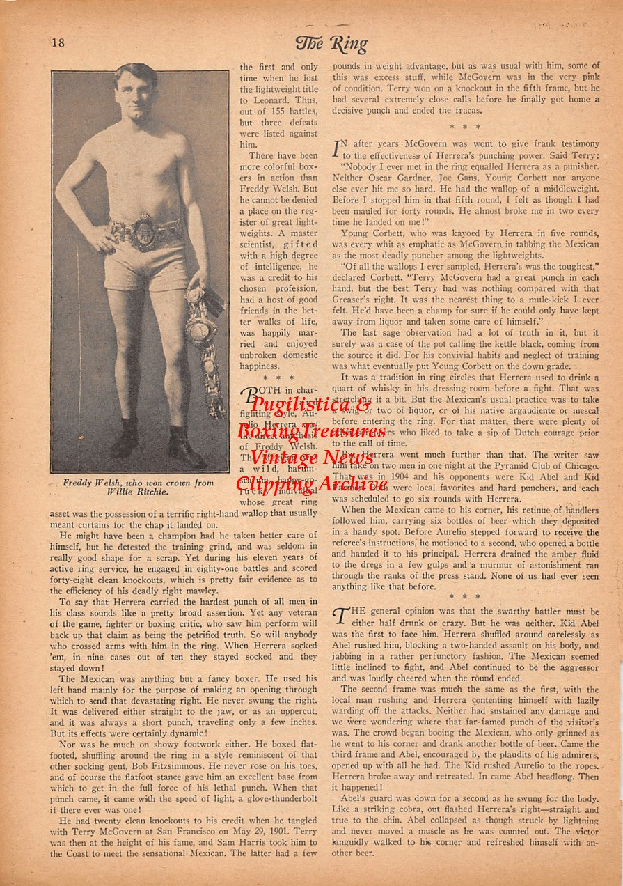 Boxing News Clipping #2407 - Young Corbett, Freddie Welsh