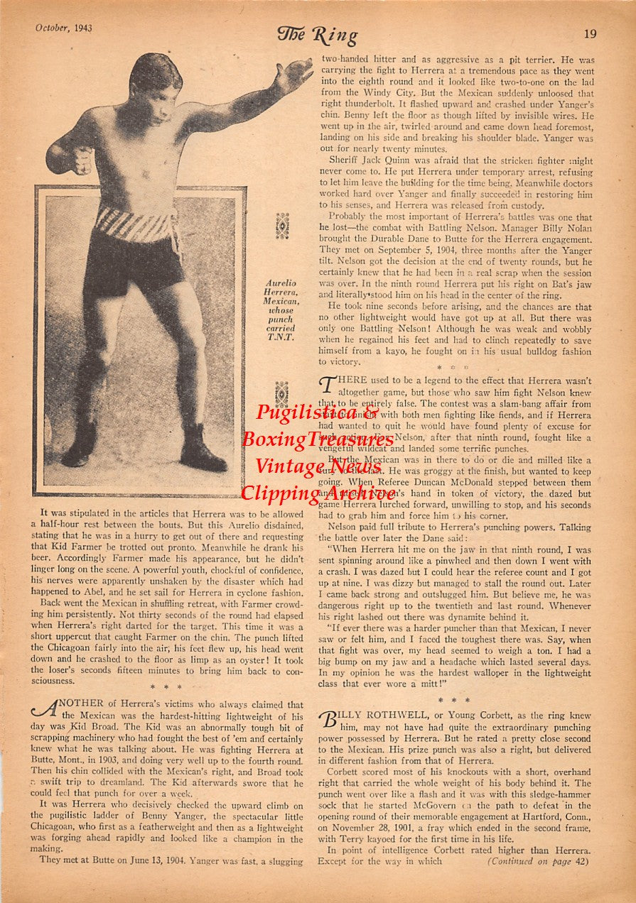 Boxing News Clipping #2408 - Aurelio Herrera, Arnold Deer, Lew Maxwell, Freddie Russo, Fitzie Fitzpatrick, Ray Brown