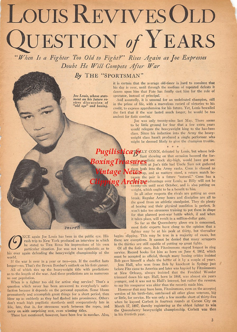 Boxing News Clipping #2416 - Joe Louis, Billy Conn