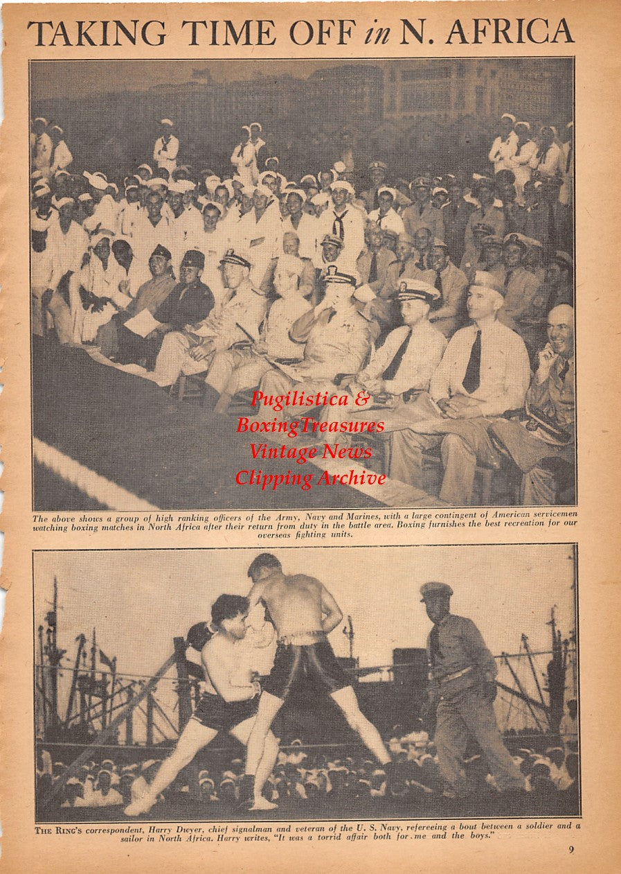 Boxing News Clipping #2418 - WWII Military Boxing in North Africa, Harry Dwyer, John L. Sullivan, Jim Corbett