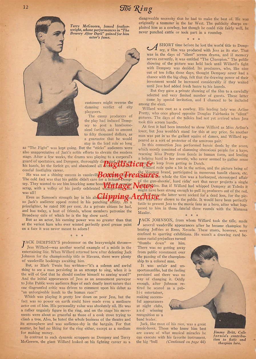 Boxing News Clipping #2419 - James Jeffries, Bob Fitzsimmons, Terry McGovern, Jimmy Britt