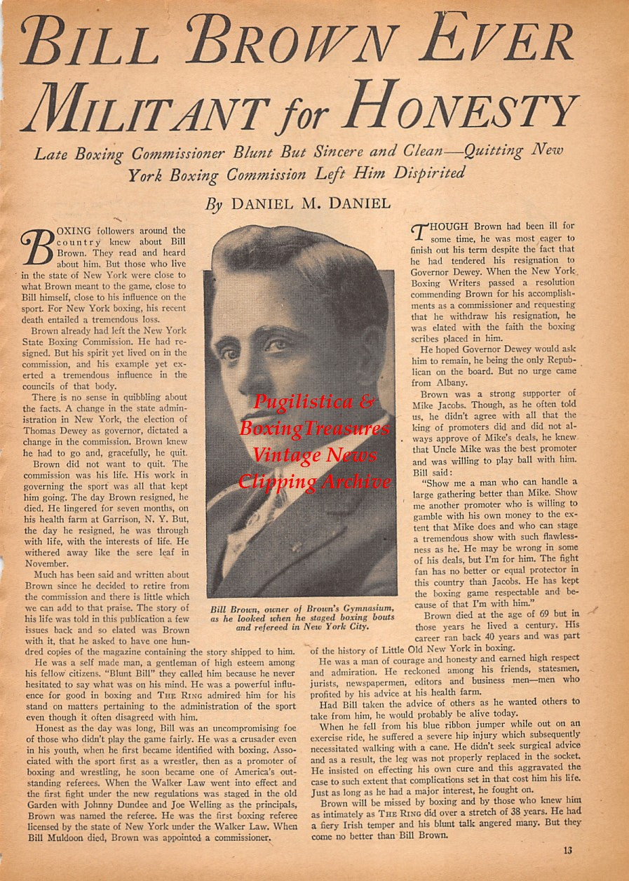 Boxing News Clipping #2420 - Bill Brown of Brown's Gymnasium, Terry Reynolds killed in action at Guadacanal