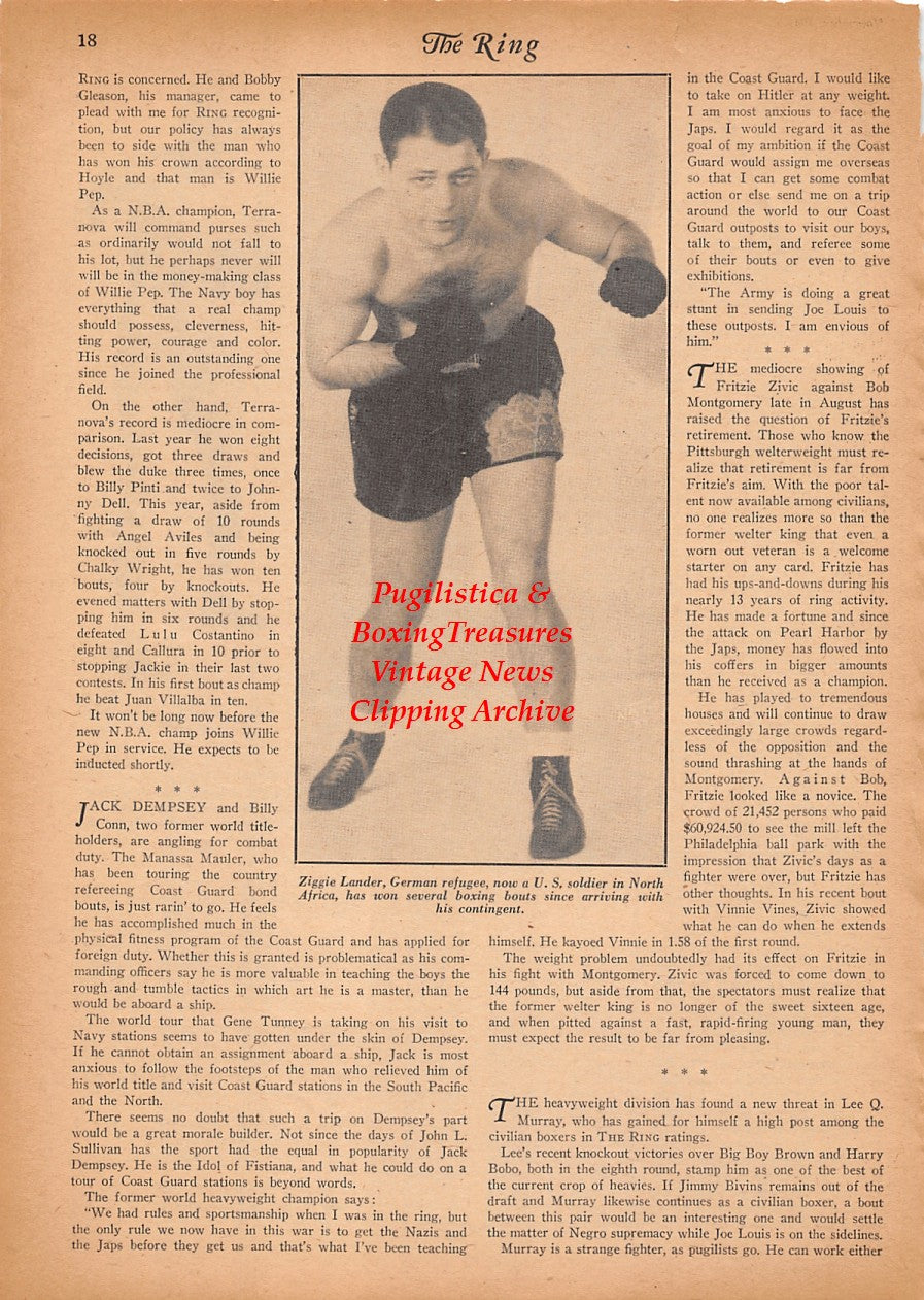 Boxing News Clipping #2422 - Ziggie Lander, Tiger Fox