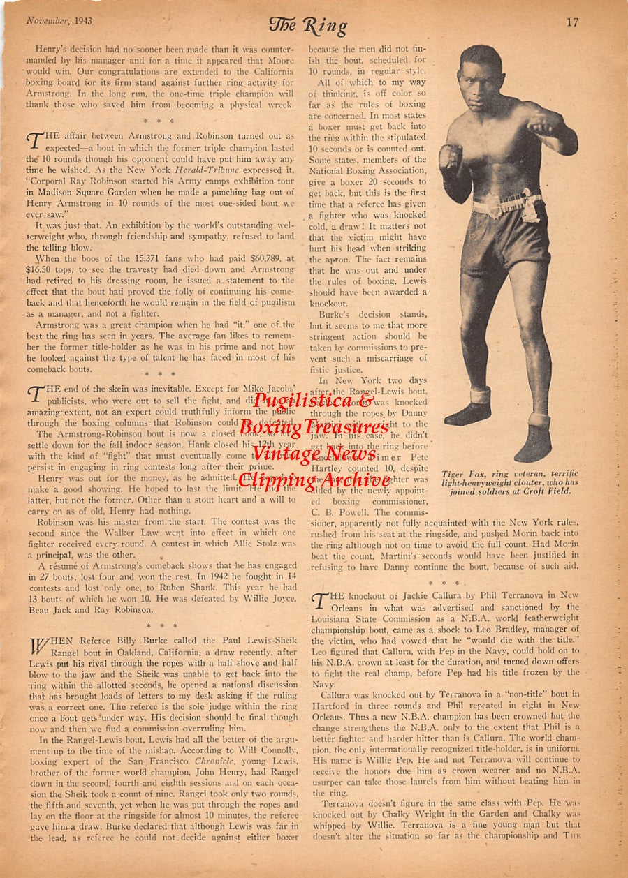 Boxing News Clipping #2422 - Ziggie Lander, Tiger Fox