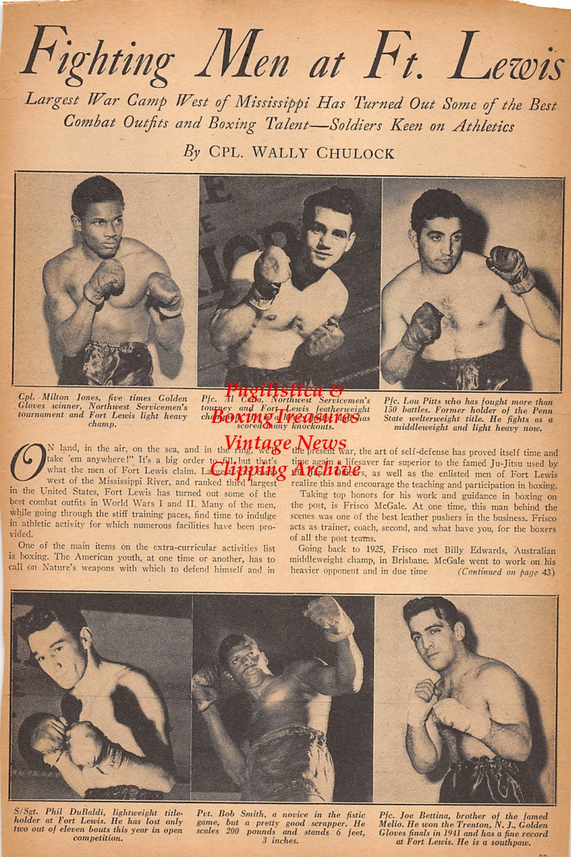 Boxing News Clipping #2428 - Milton Jones, Al Cella, Lou Pitts, Phil Dubaldi, Bob Smith, Joe Bettina, Fred Almandarez, Jinks Murphy, George Stangelo, Walt Coburn, Eddie Flores