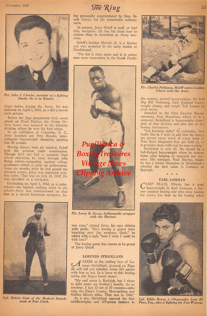 Boxing News Clipping #2443 - John Viterbo, Melvin Gant, Leroy Dycus, Charles Palilunas, Eddie Reyes, Cozy Storace