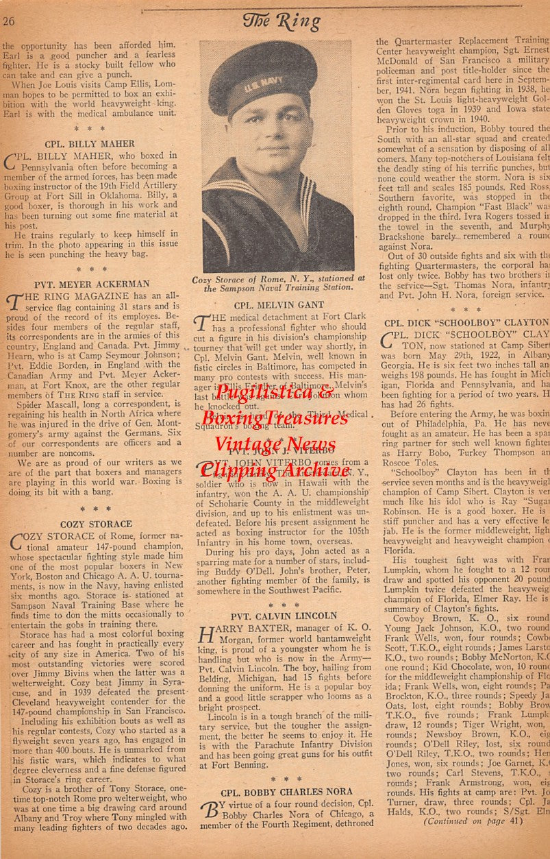 Boxing News Clipping #2443 - John Viterbo, Melvin Gant, Leroy Dycus, Charles Palilunas, Eddie Reyes, Cozy Storace