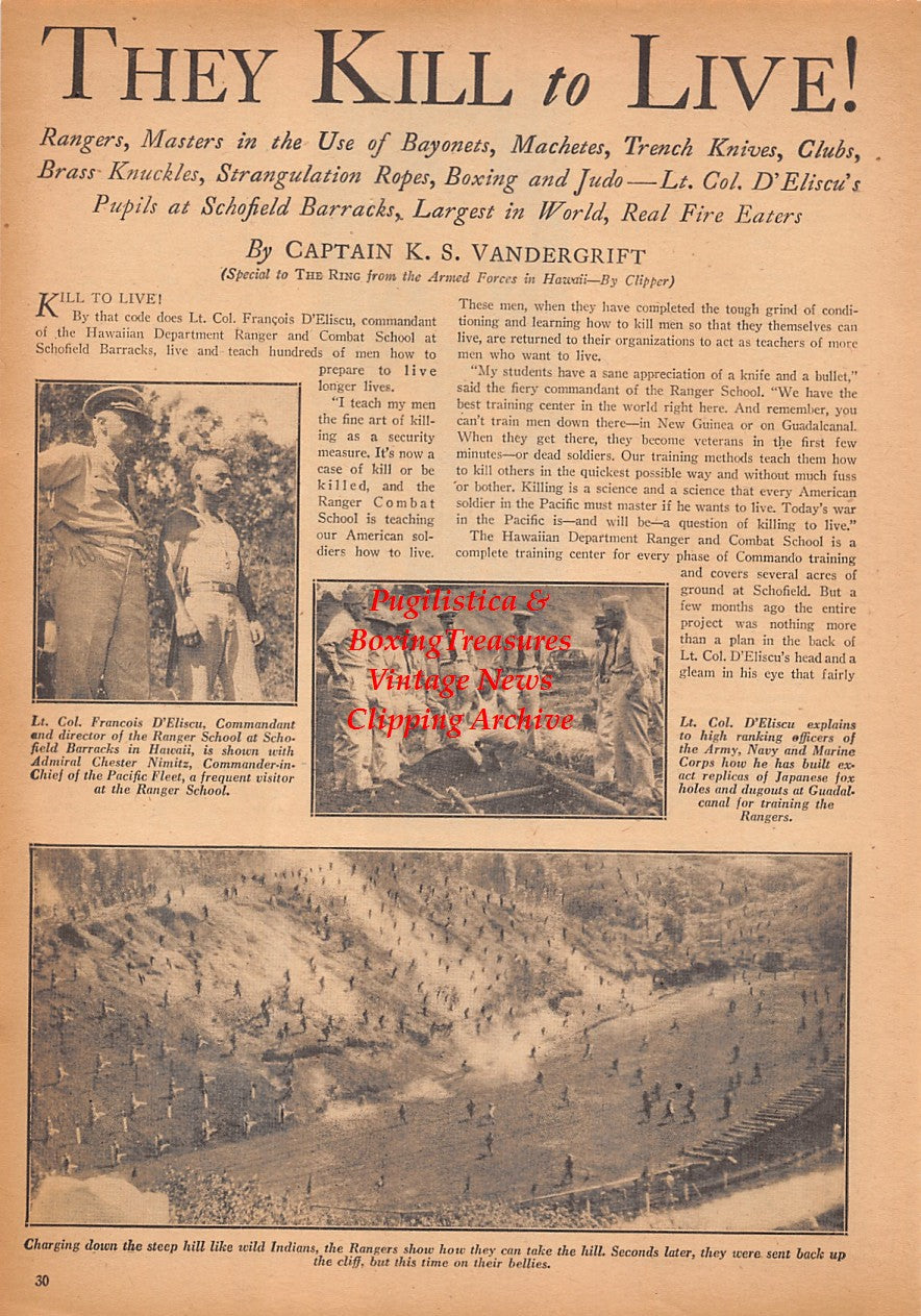 Boxing News Clipping #2447 - Norman See, Jimmy O'Brien, Joe Governale, WWII Military Ranger Training in Hawaii