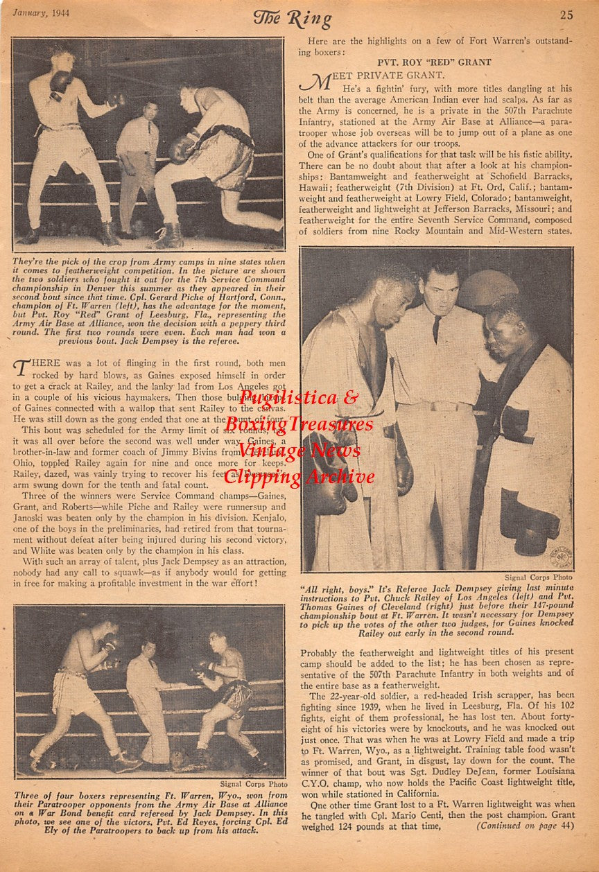 Boxing News Clipping #2460 - Henry Vasquez, Billy Morris, Gerard Piche, Roy Grant, Jack Dempsey, Chuck Railey, Thomas Gaines, Ed Reyes, Ed Ely