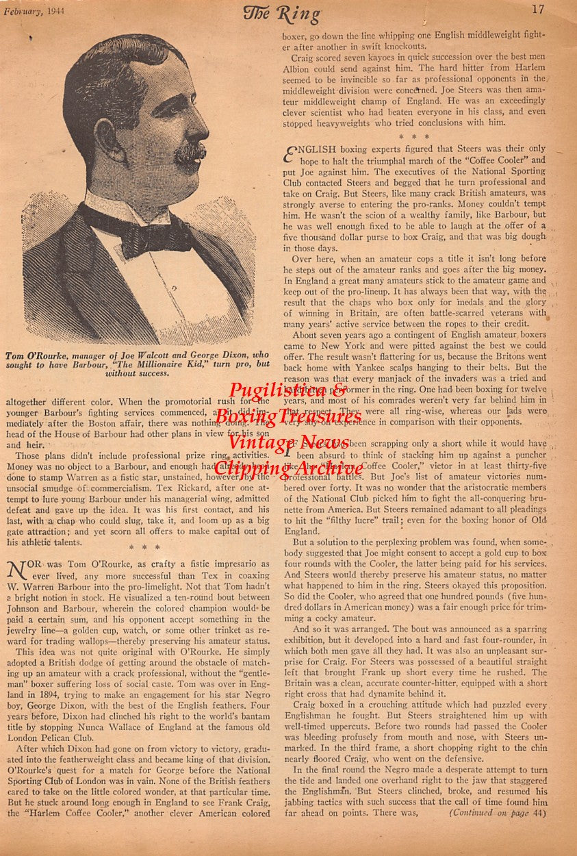 Boxing News Clipping #2469 - Mike Bulik, Billy Miller, Joe Carter, Tom O'Rourke