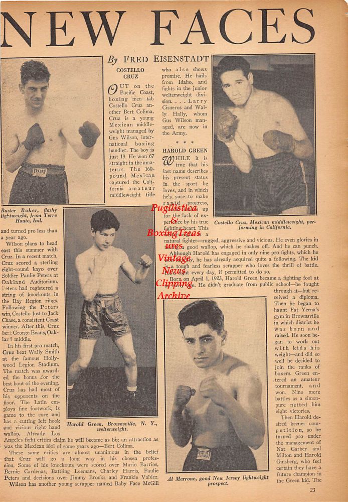 Boxing News Clipping #249 - Buster Baker, Harold Green, Al Marrone, Costello Cruz, Ramey McKnight, Frankie Wills, Jackie Cranford, Steve Ozga, Jimmy Jackson, Ruben Shank