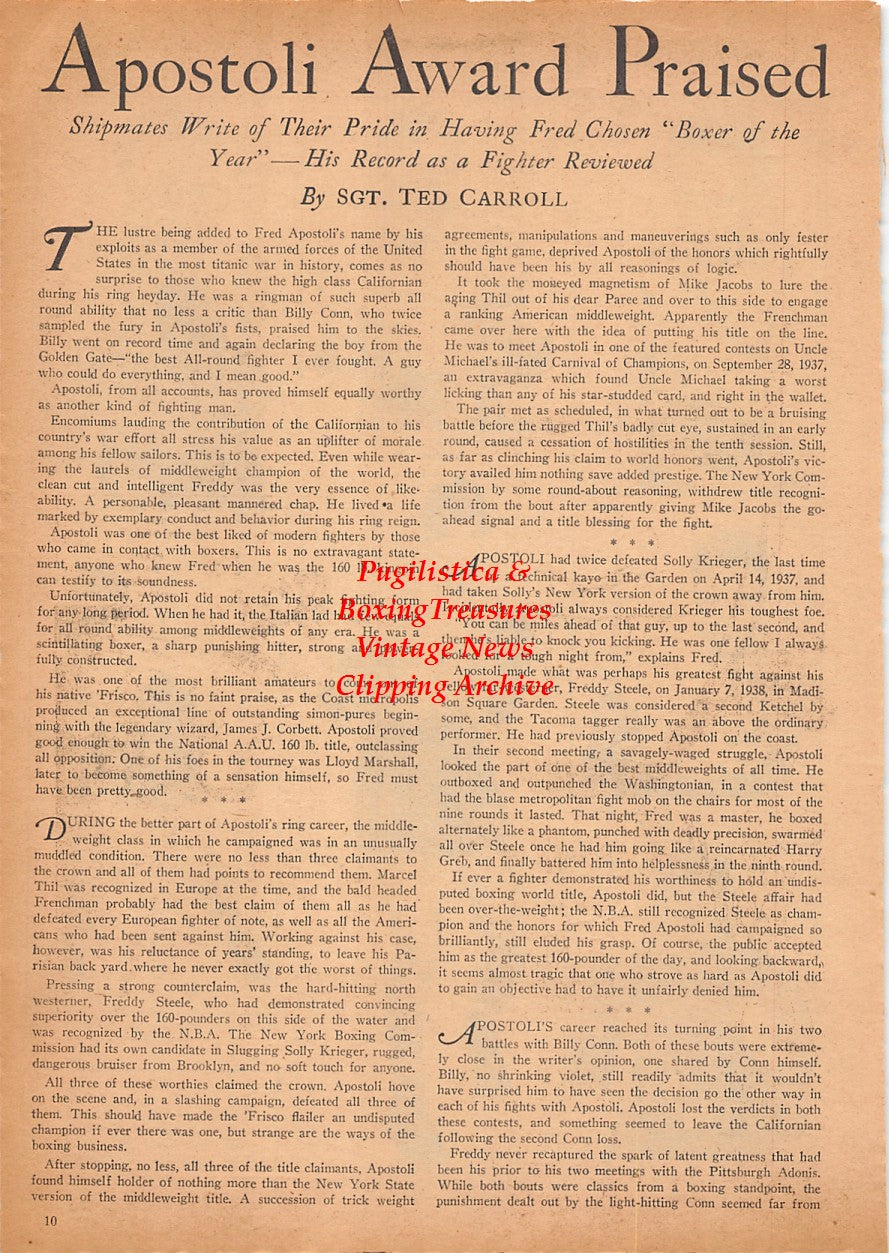Boxing News Clipping #2490 - Jackie Ryan, Speedy Cannon, Tommy Egan, Bobby Claus, Broadway Johnny Jones, Phil Muscato, Danny Martin