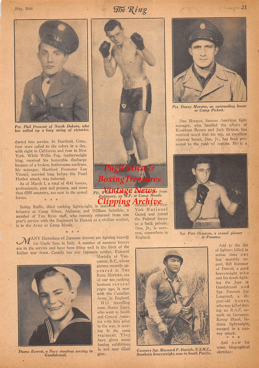 Boxing News Clipping #2499 - Phil Prescott, Walter Jachim, Danny Moretto, Pete Orgeron, Duane Everett, Maynard Daniels, Al Fine