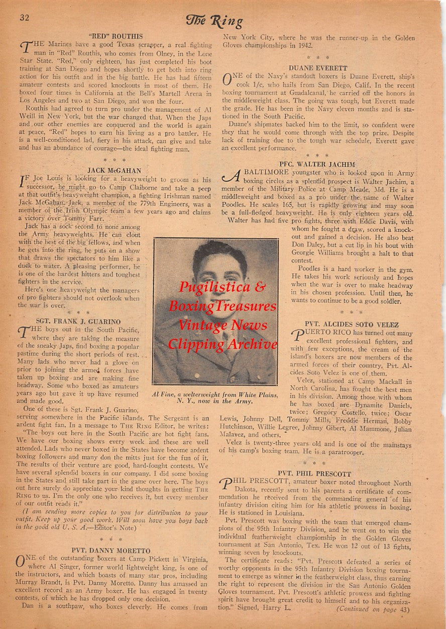 Boxing News Clipping #2499 - Phil Prescott, Walter Jachim, Danny Moretto, Pete Orgeron, Duane Everett, Maynard Daniels, Al Fine