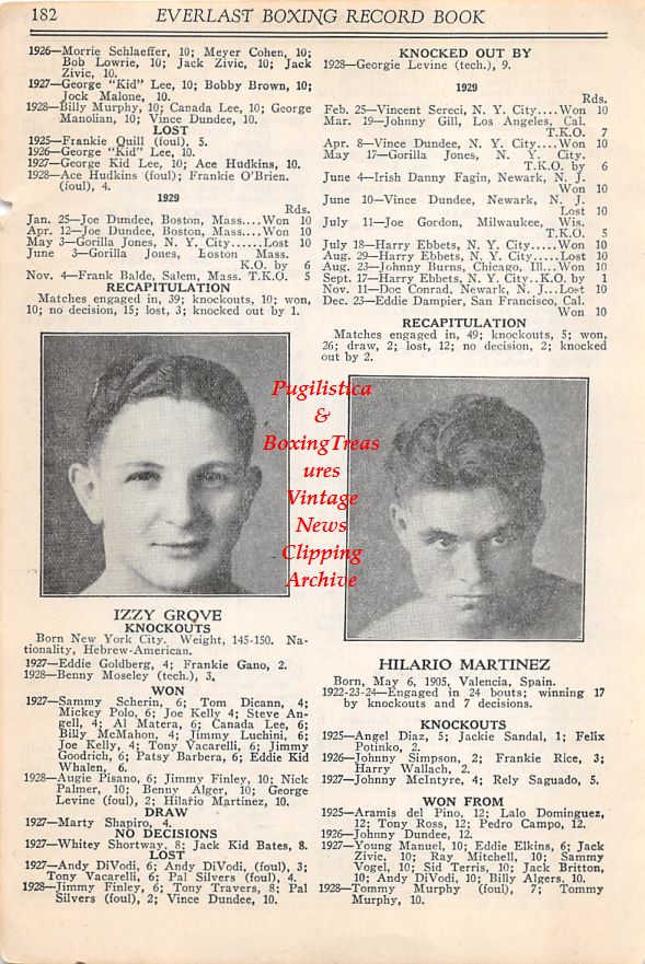 Boxing News Clipping #25 - Izzy Grove, Hilario Martinez