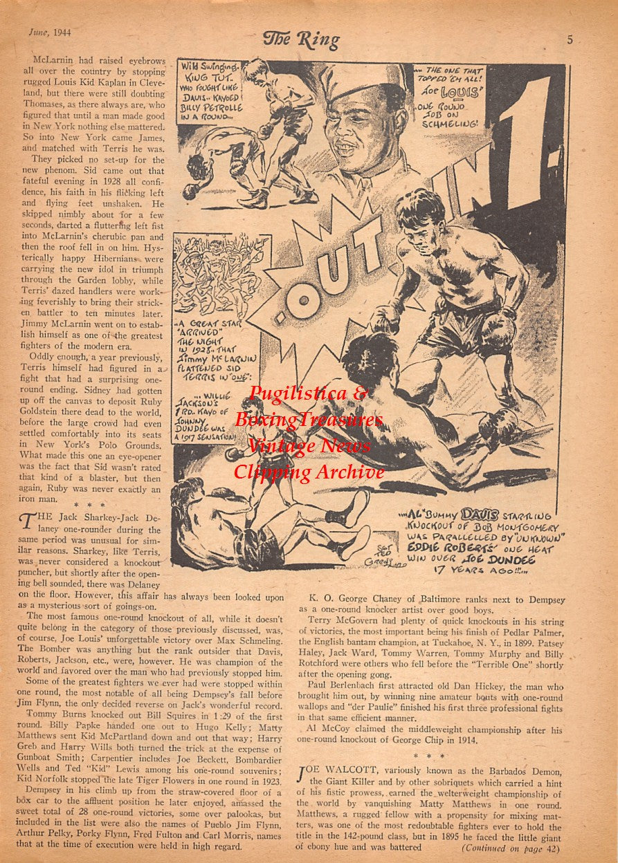 Boxing News Clipping #2504 - Coolidge Pride, Dynamite Dunn, Bob Atkins, K.O. Lloyd, Bud McCroskey, Bobby Laird, Ernie Garcia, James Wade, Champ Thomas, Bummy Davis, King Tut, Willie Jackson, WWII Military Boxers