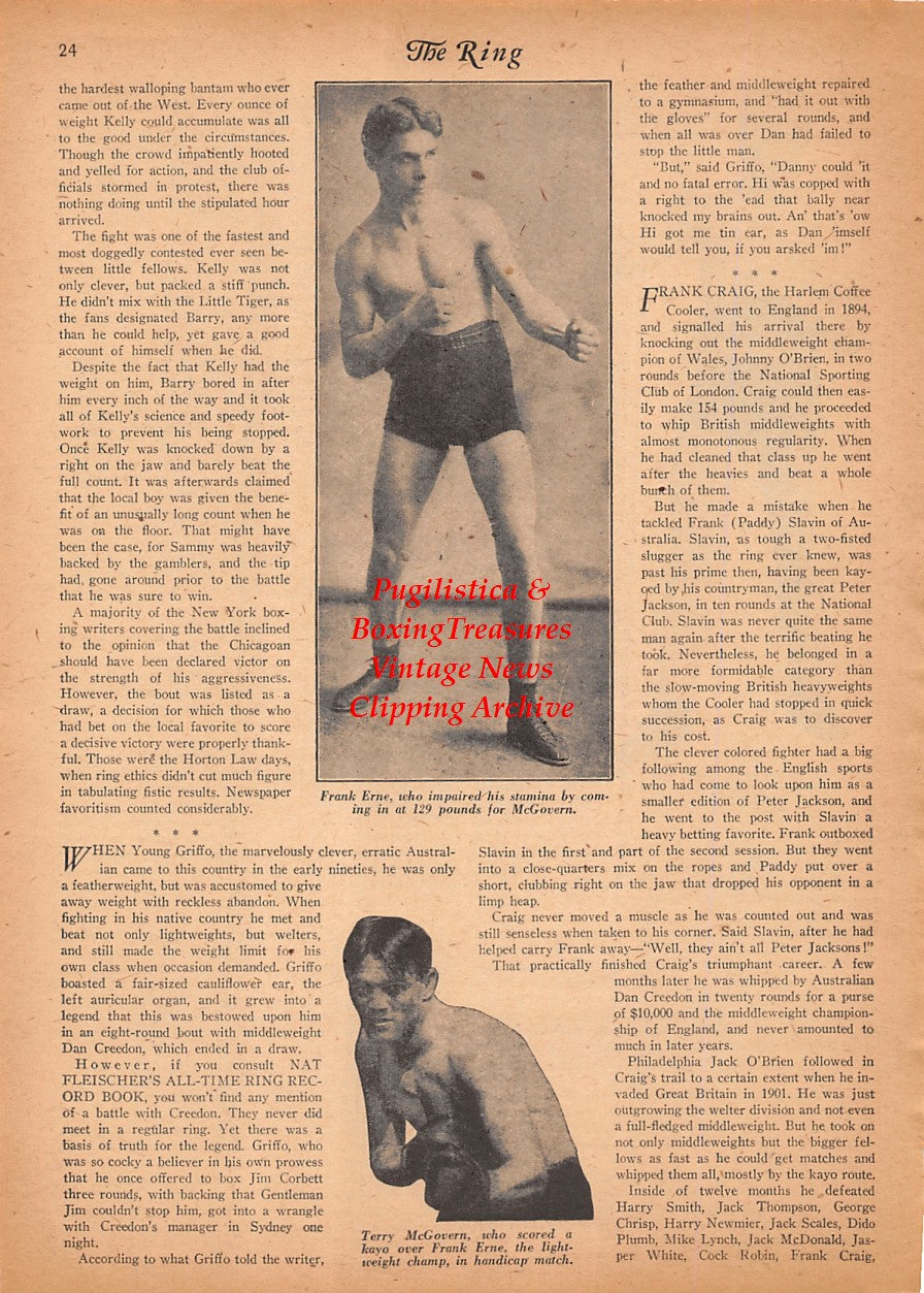 Boxing News Clipping #2511 - Frank Erne, Terry McGovern, Kid Lavigne