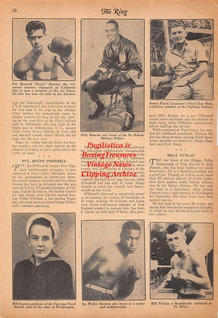 Boxing News Clipping #2524 - Howard Moreno, Billy Duncan, Benny Floyd, Bill Sawyer, Walter Bantum, Bill Nielson, Ray Wyzykiewicz, Lloyd Walker, Tony Ross Jr., Gordon Walker, Jackie Sharkey, Billy Walker