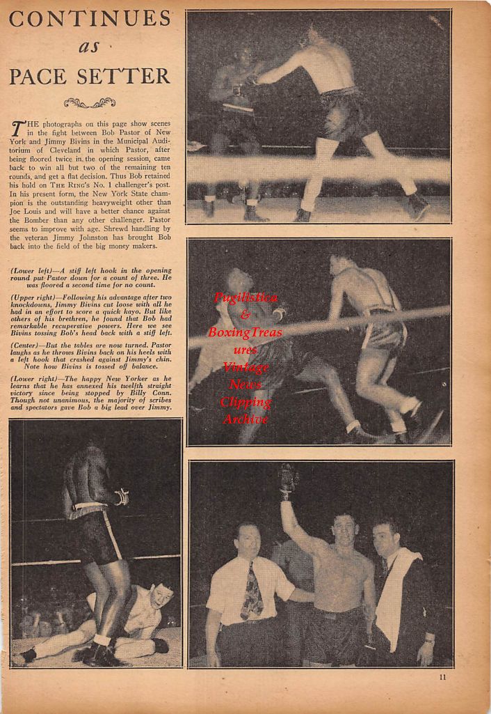 Boxing News Clipping #253 - Bob Pastor vs. Jimmy Bivins