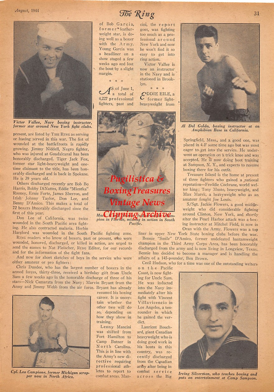Boxing News Clipping #2536 - Baby Yack, Nick Fanlisi, Thomas Farina, Bob Stoddard, Danny Rosati, Victor Vallee, Mack Ward, Al Del Galdo, Leo Campione, Irving Silverman