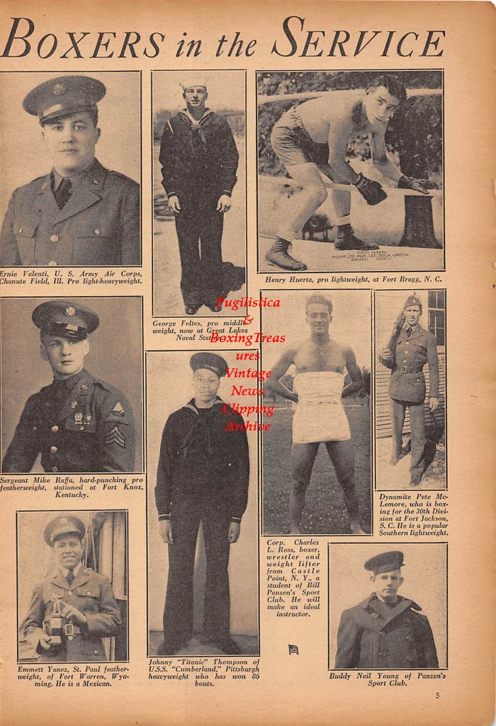 Boxing News Clipping #255 - Ernie Valenti, George Felton, Henry Huerta, Mike Raffa, Emmett Yanez, Johnny Thompson, Charles L. Ross, Pete McLemore, Buddy Neil Young