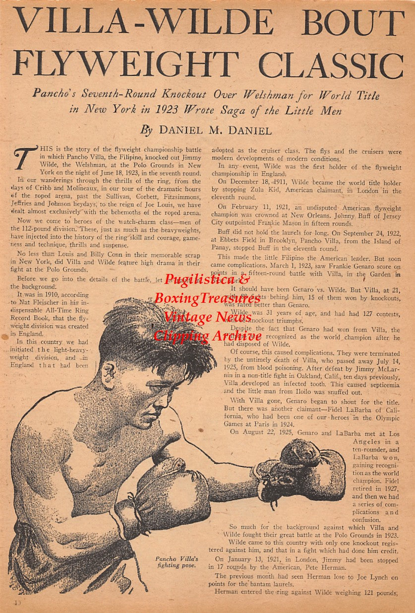 Boxing News Clipping #2554 - Pancho Villa, WWII Boxing, Fred Apostoli, Frank Beatty, Arthur Deache, Douglas Webb, William Warwick, Harvey Deschenes, Jack Jackson and others
