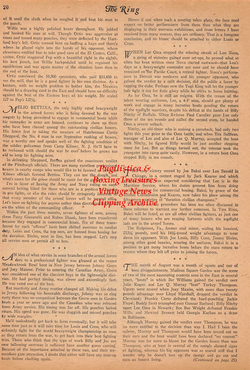 Boxing News Clipping #2558 - Ike Williams vs. Julie Kogon, Frank Fullam